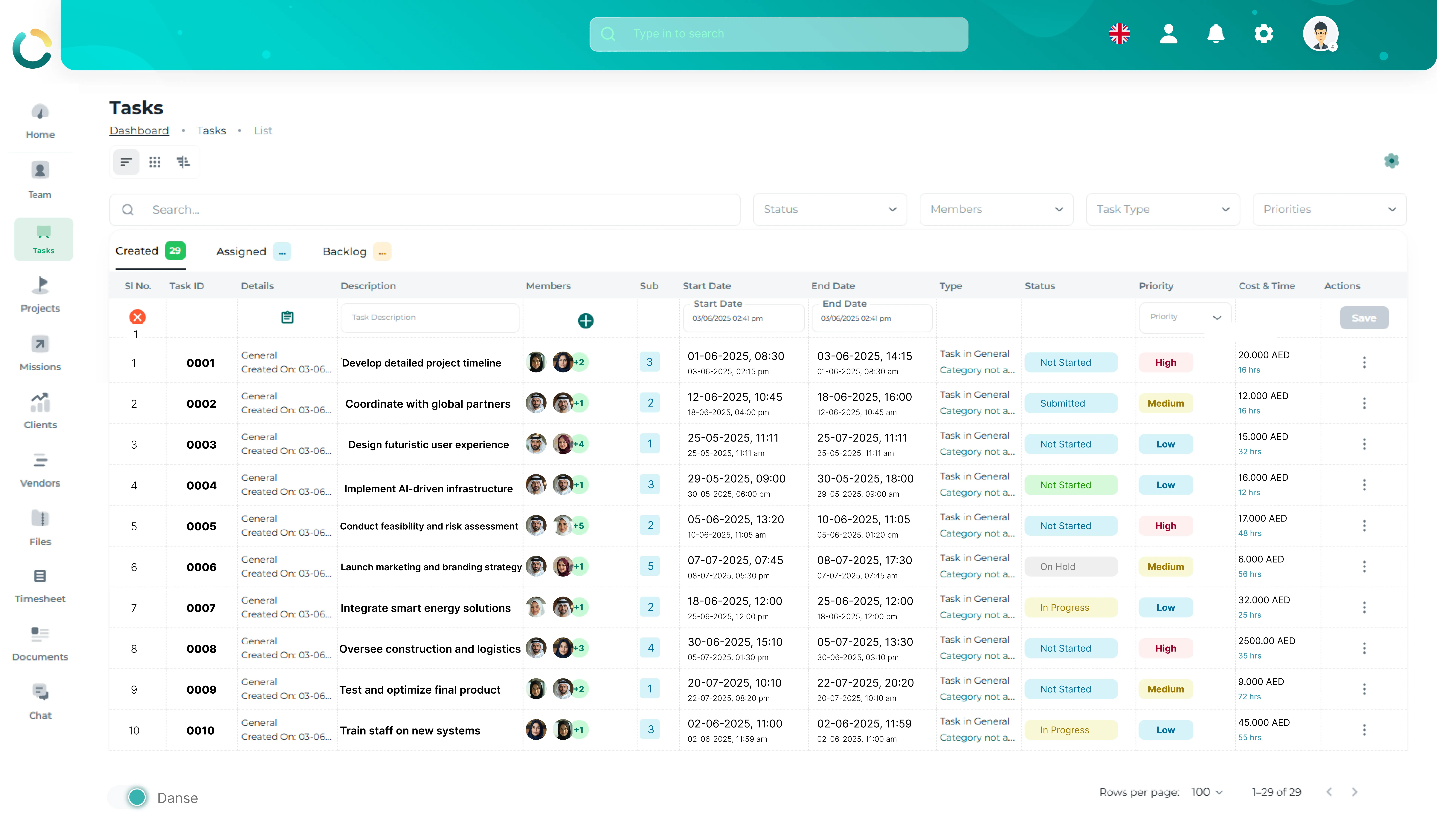 TAIRRAGO Task Dashboard